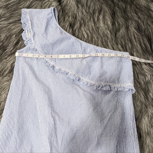 🩵 SOLD 🩵Neiman Marcus striped cotton one shoulder dress - Picture 6 of 7